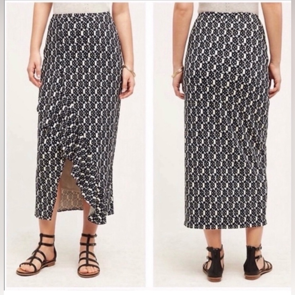 Anthropologie Maeve Makara Ribbed Knit Skirt Jersey wrap size small